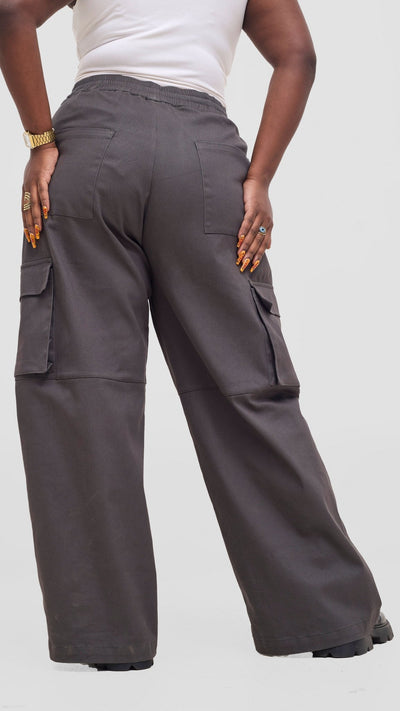 Shiv & Shikie X Safari Cargo Pants - Dark Grey - Shopzetu