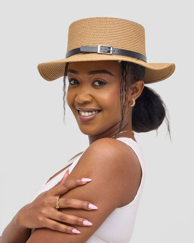 Poised Straw Hat - Beige - Shopzetu