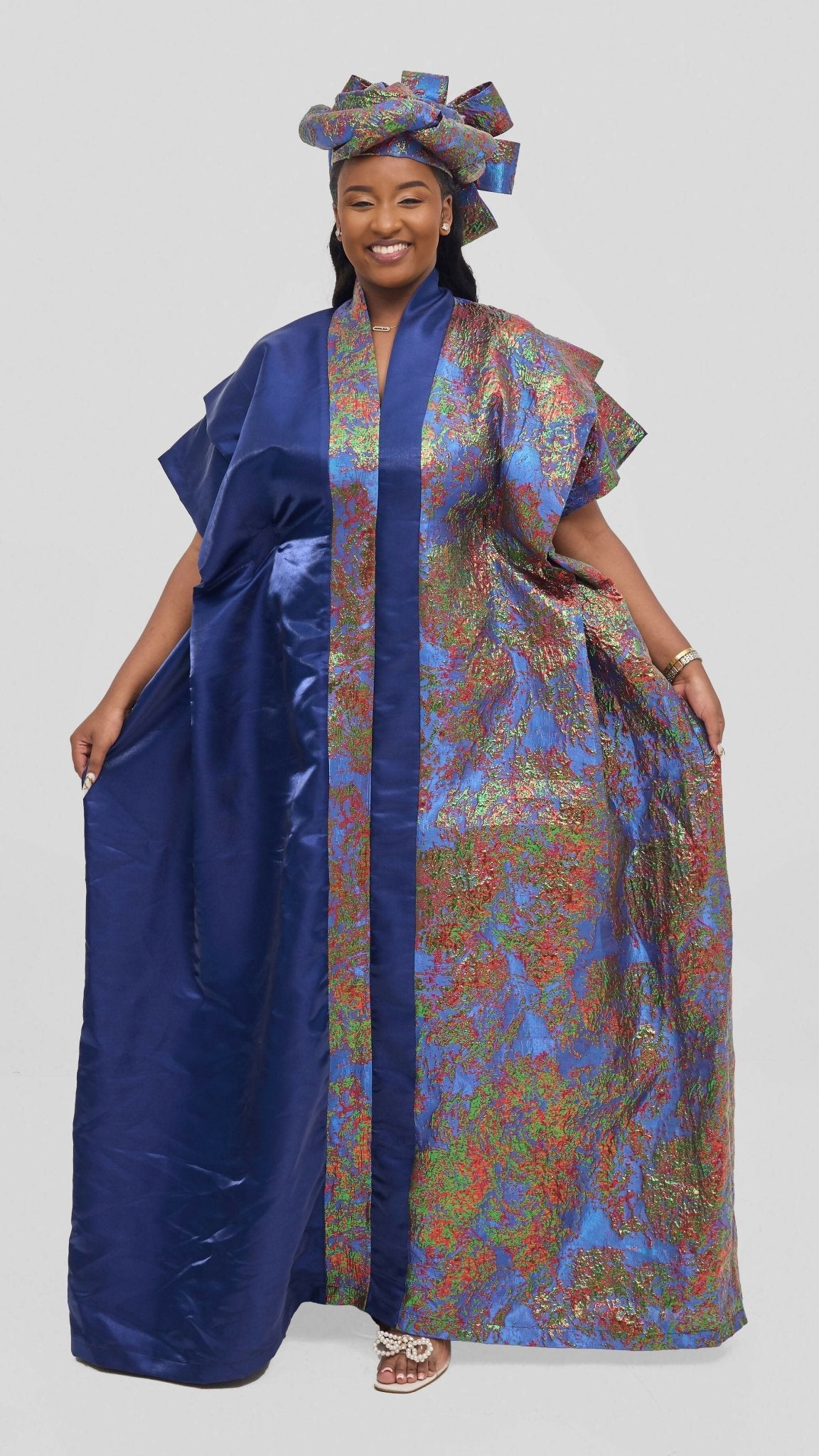 Hats And More Bold Elegance Dress & Matching Headwrap - Multicolored - Shopzetu