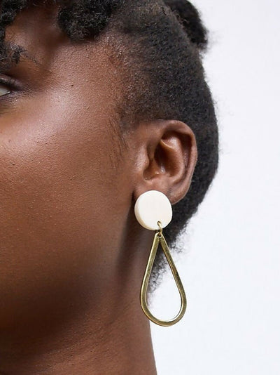 Wema Earrings - White / Gold - Shopzetu