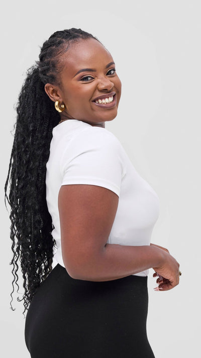 The Fashion Frenzy Crew Neck Top - White - Shopzetu