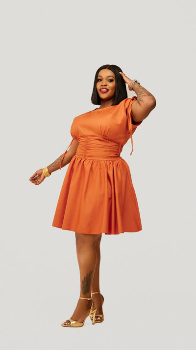 Plainchic Babra Skater Dress – Burnt Orange - Shopzetu