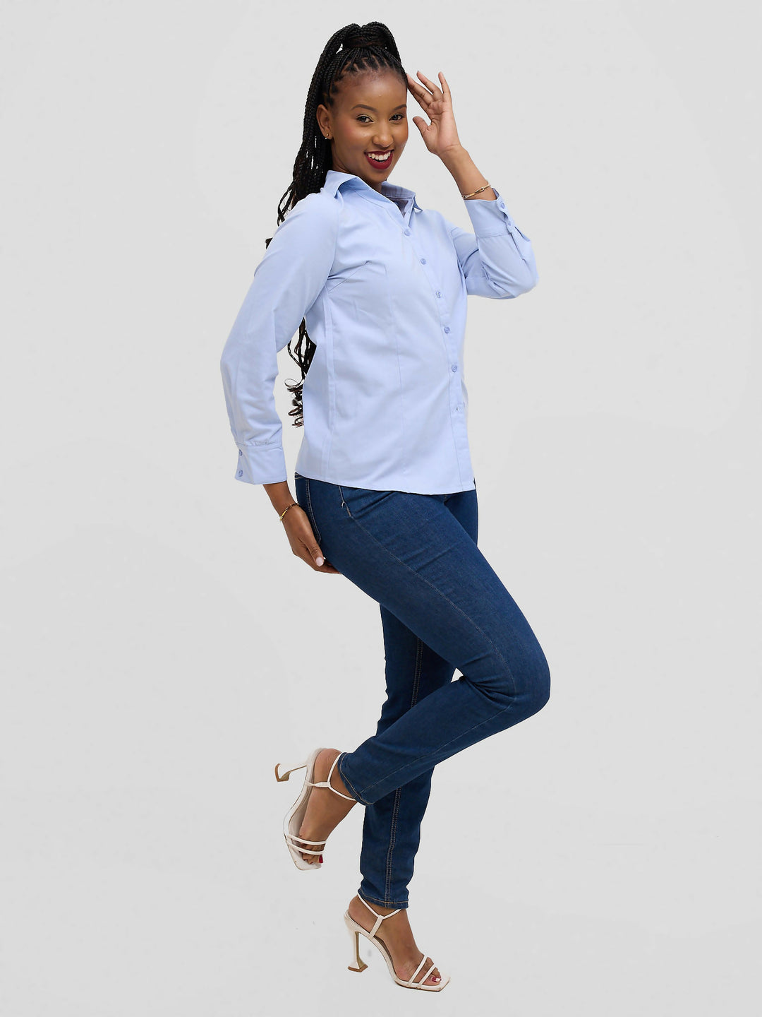 The Fashion Frenzy Blouse Top - Blue - Shopzetu