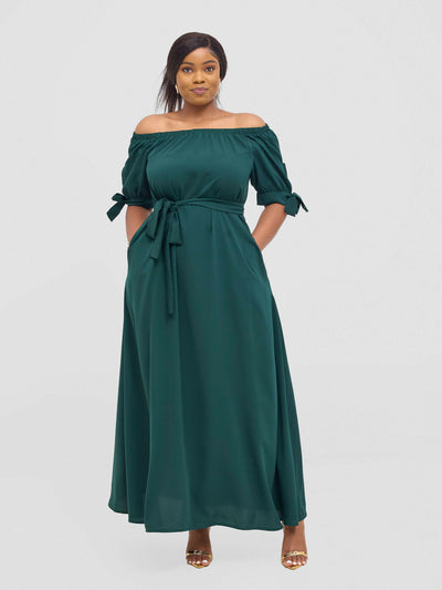 Salok Wear Dabby Offshoulder Dress - Green - Shopzetu