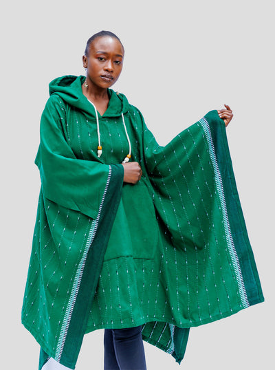 Liquid Lemn Jasiri Poncho with Pockets - Green