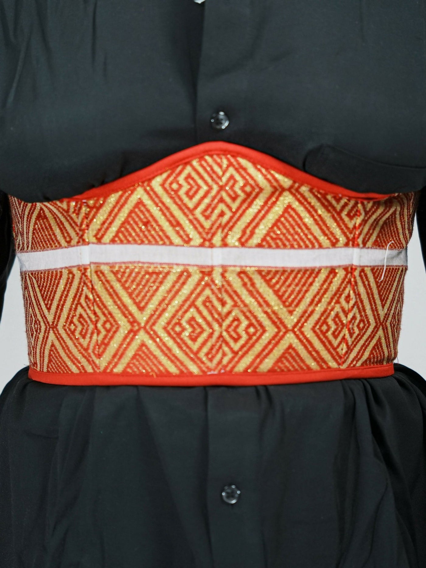 Misstcal Ethiopian Hand Embroidered Under Bust Corset Belt - Orange - Shopzetu