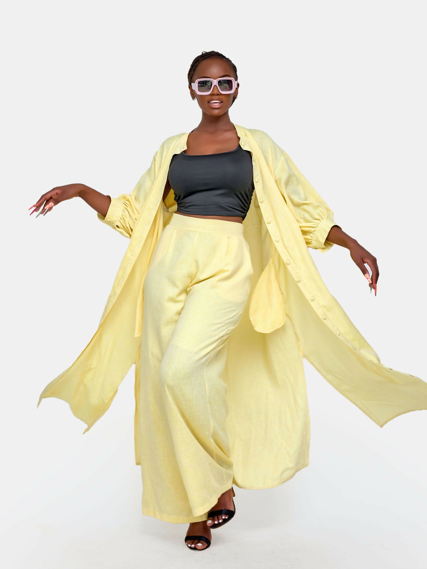 Tuli Shukri Pant Set - Yellow - Shopzetu