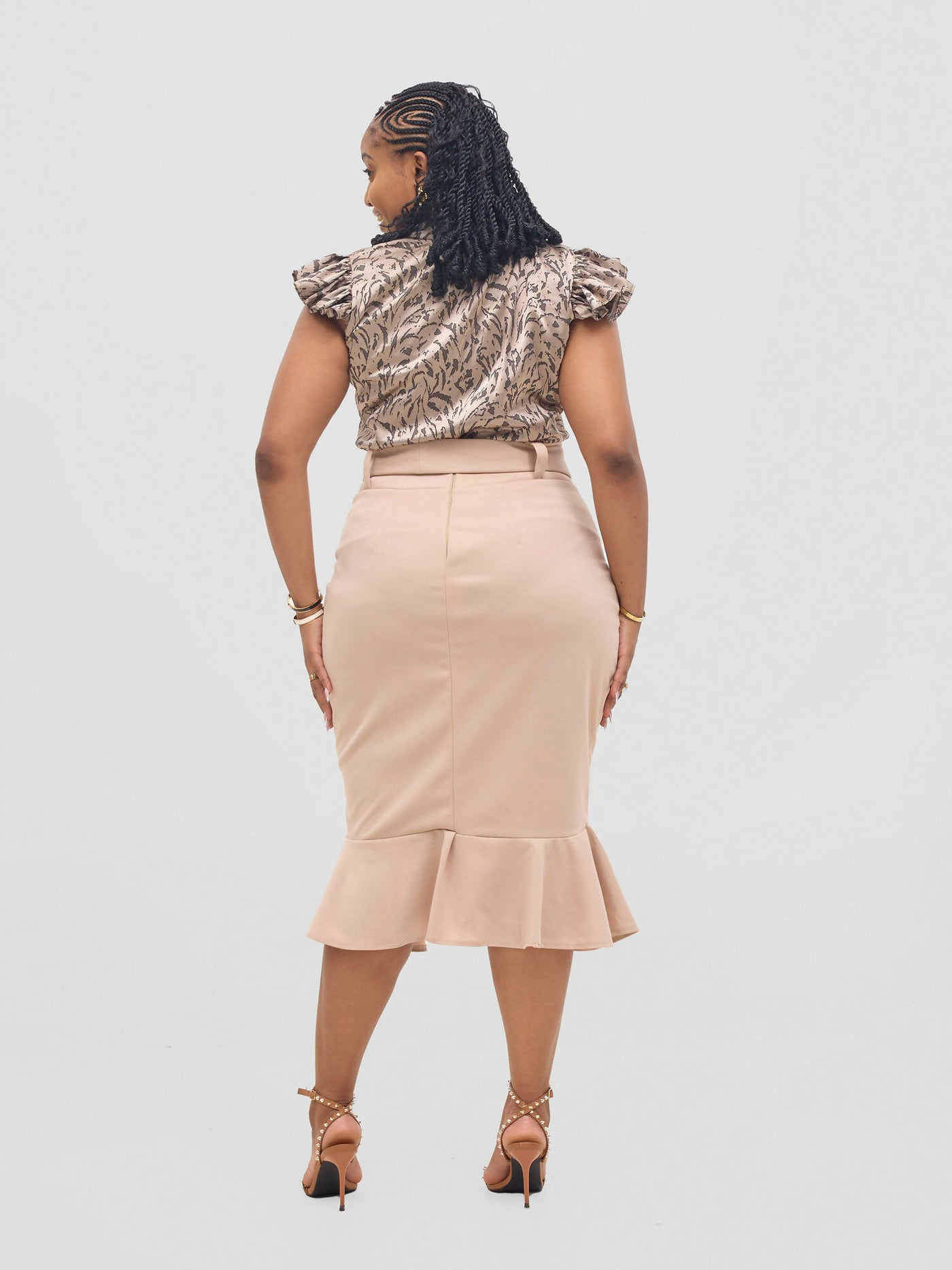 Liliadly Bebe Pencil Skirt - Beige - Shopzetu