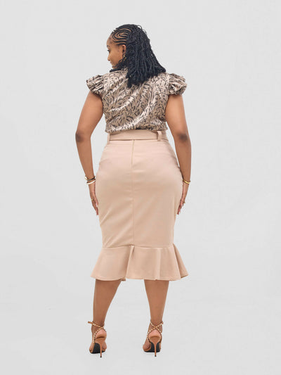 Liliadly Bebe Pencil Skirt - Beige - Shopzetu