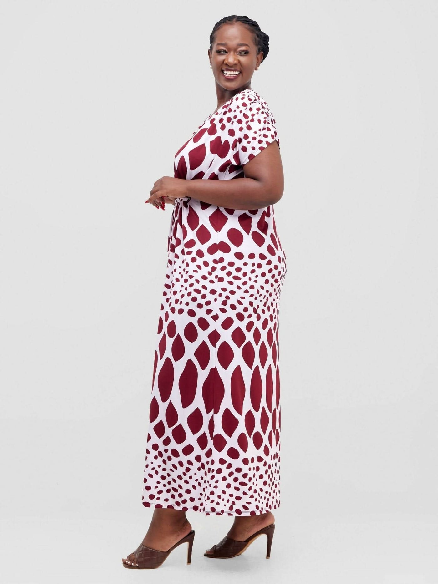 Aramay Mulia Short Sleeved Maxi - Maroon - Shopzetu