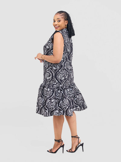 Prettygline Lindiwe Sleeveless Dress - Black / White - Shopzetu