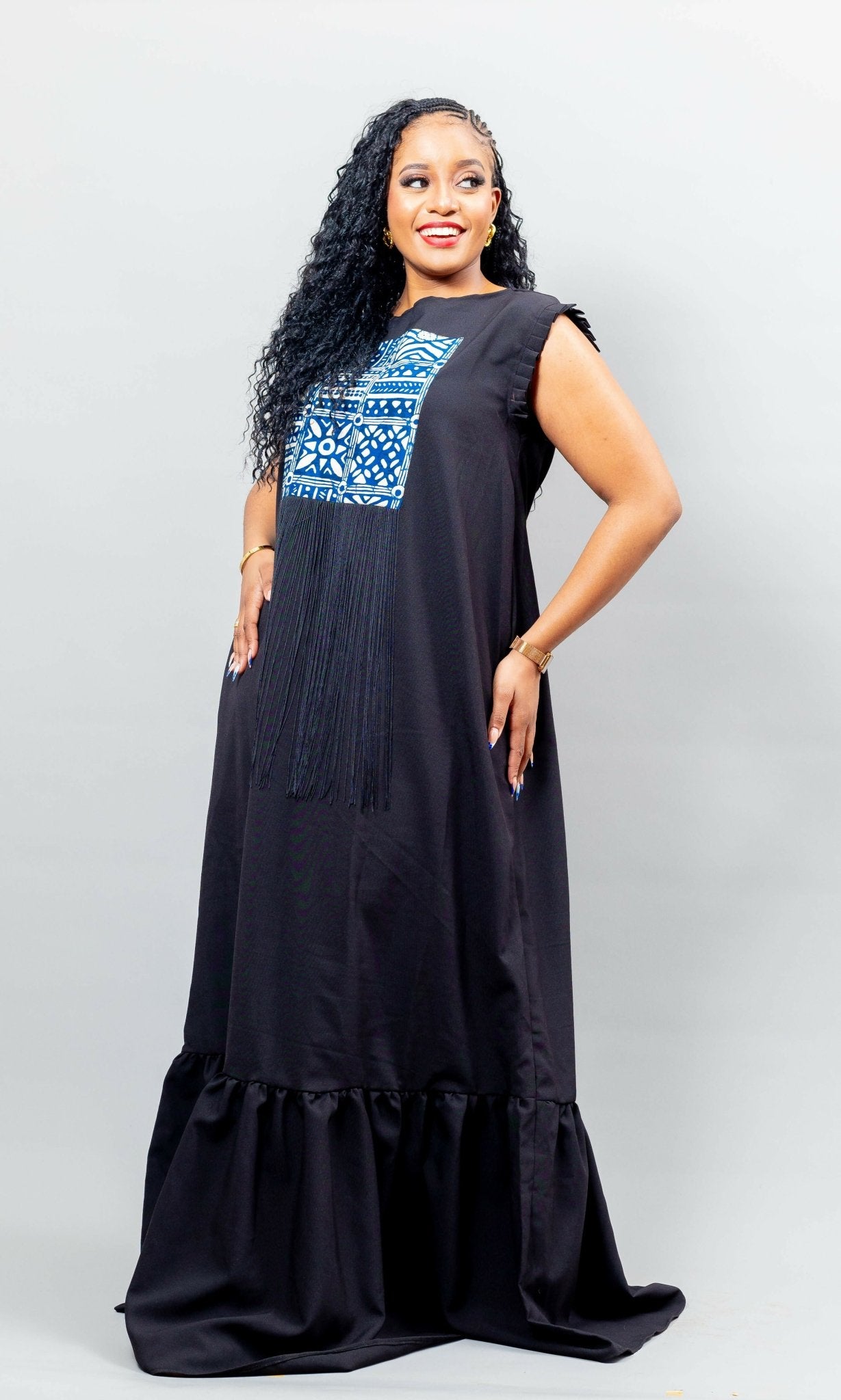 African Yuva Nova Dress - Black - Shopzetu
