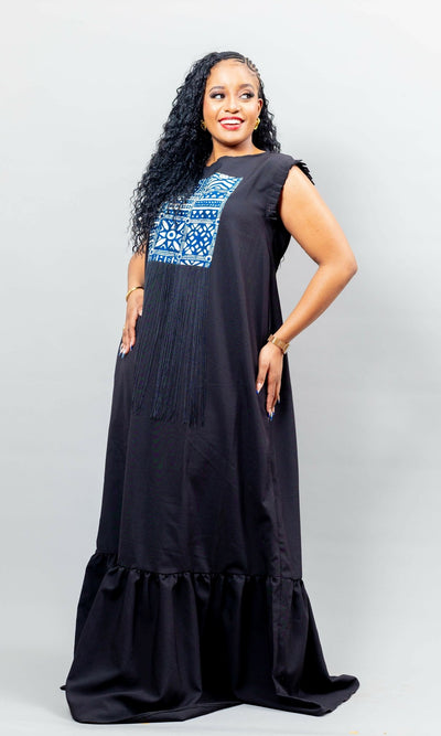 African Yuva Nova Dress - Black - Shopzetu