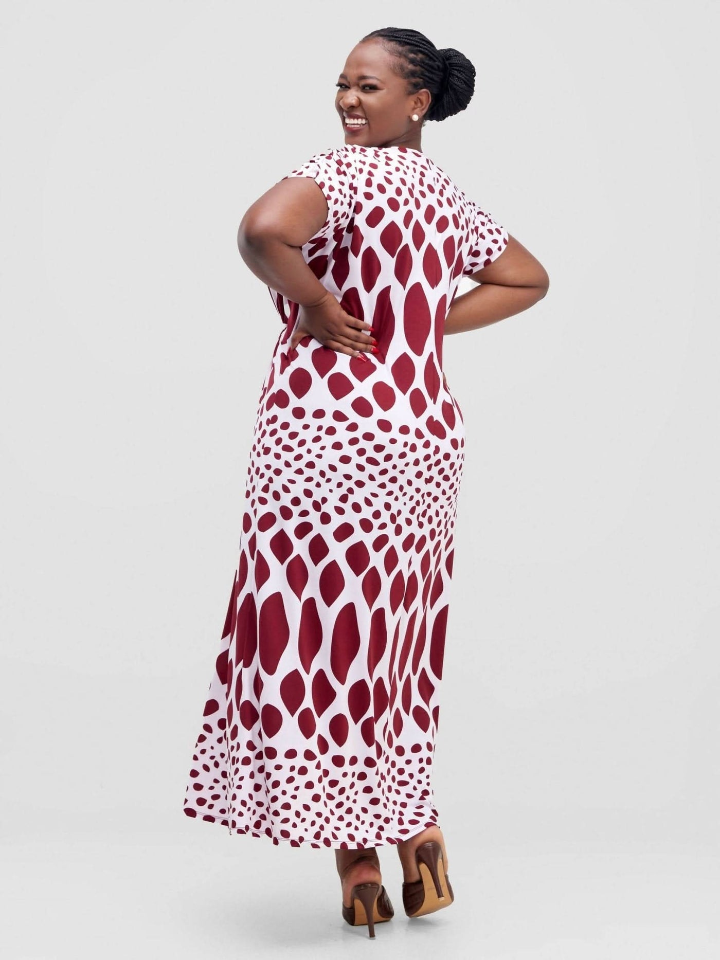 Aramay Mulia Short Sleeved Maxi - Maroon - Shopzetu