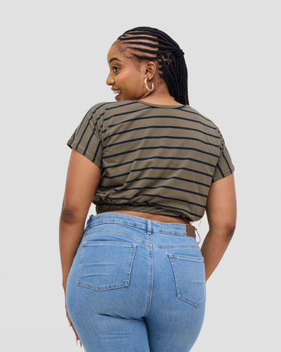 Gravio Fashions Elowen Crop Top - Olive Green - Shopzetu