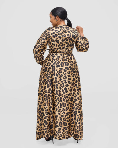 Stylish Sisters Animal Print Dress - Brown / Black - Shopzetu