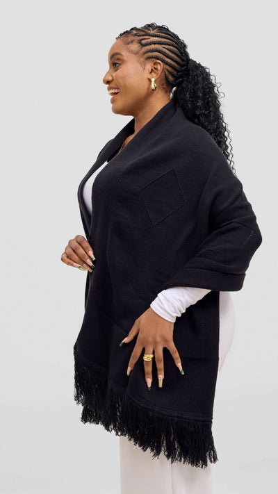 Anel's Diamond Poncho - Black - Shopzetu