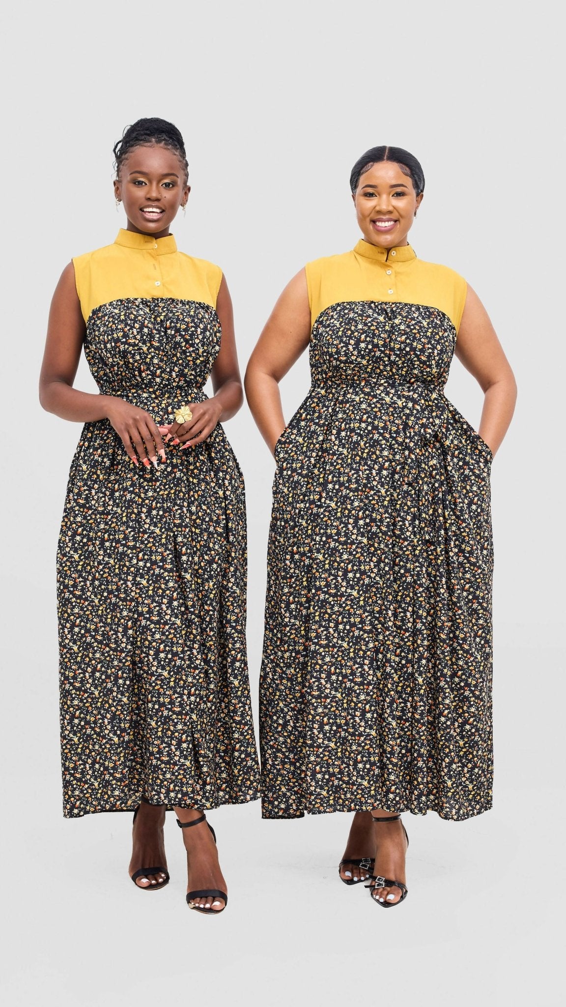 Rimyel Limited Button Dress - Mustard - Shopzetu