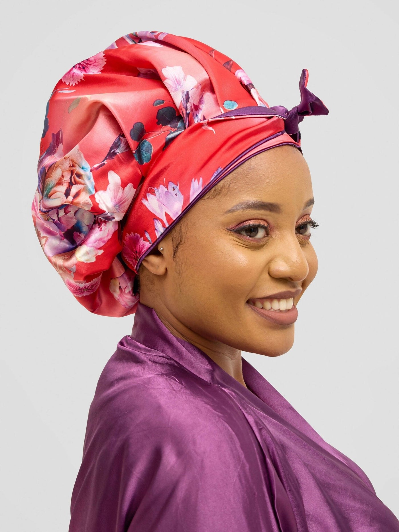 Satin Revolution Silk Meet Satin Tie Bonnet - Blackcurrant - Shopzetu