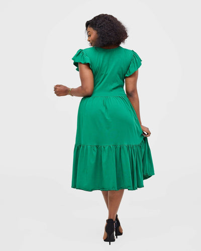 Gravio Fashions Emeria Midi Dress - Green - Shopzetu