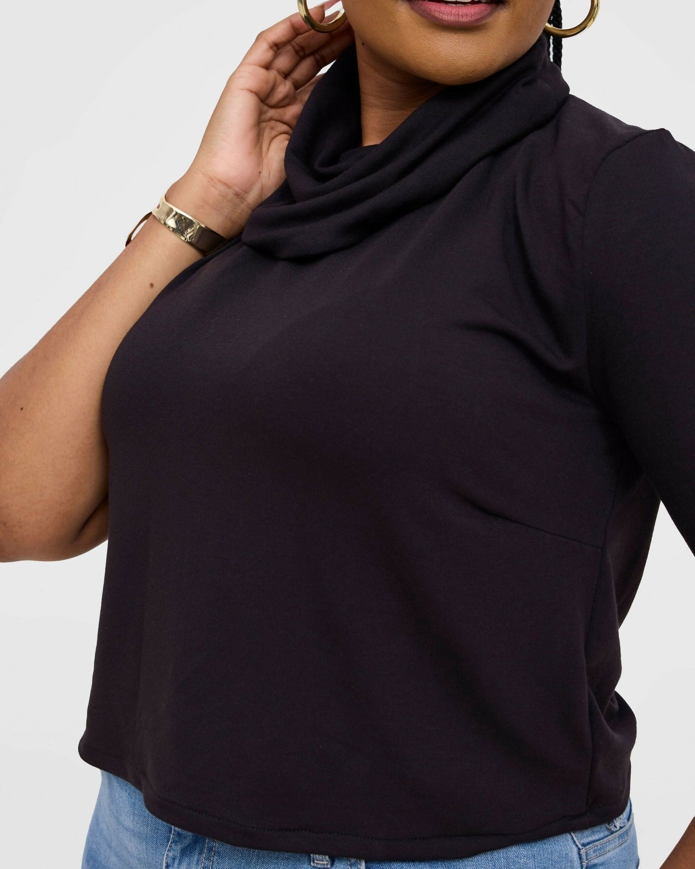 Gravio Fashions Cowl Neck Top - Black - Shopzetu