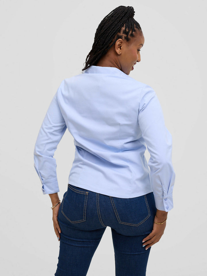 The Fashion Frenzy Blouse Top - Blue - Shopzetu