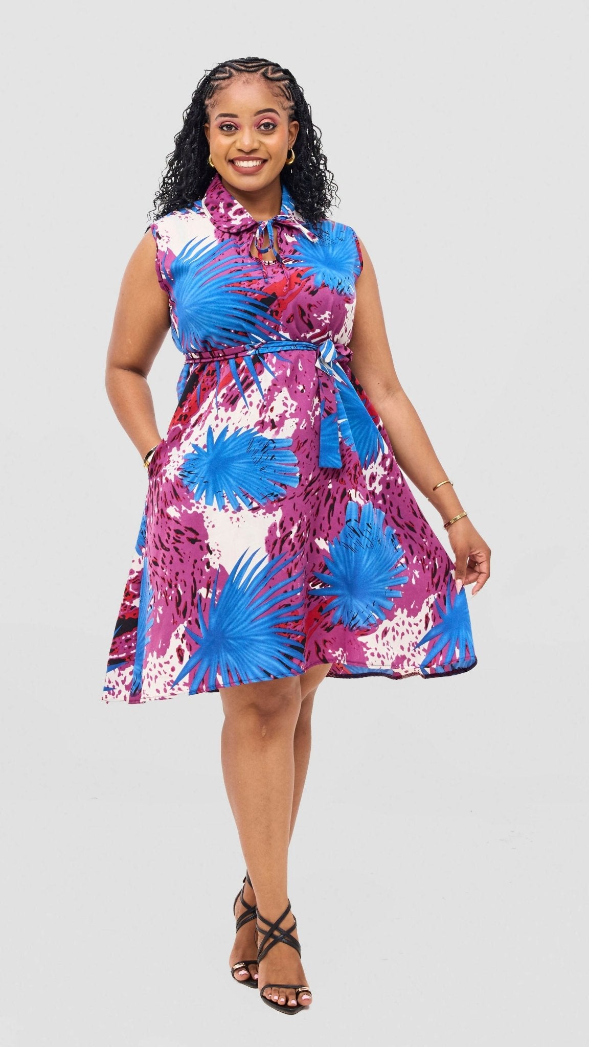 Lizola Jewel Dress - Blue / White / Purple - Shopzetu