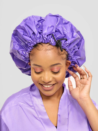 Satin Revolution Satin Lined Shower Bonnet - Purple - Shopzetu