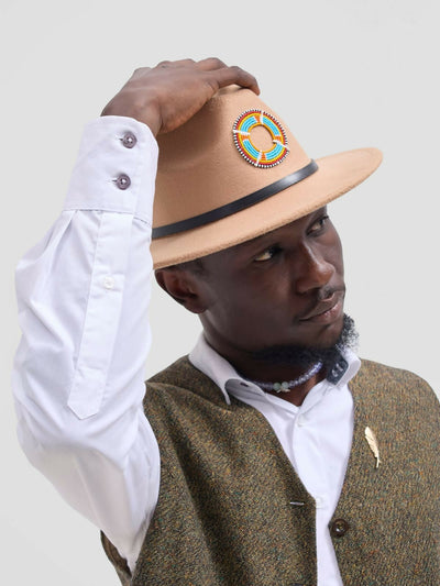 Umbo Collections Malkia Fedora Hat - Beige - Shopzetu