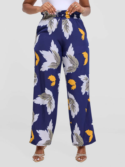 Timyt Urban Wear - Zuri Palazzo Pant - Blue Floral - Shopzetu