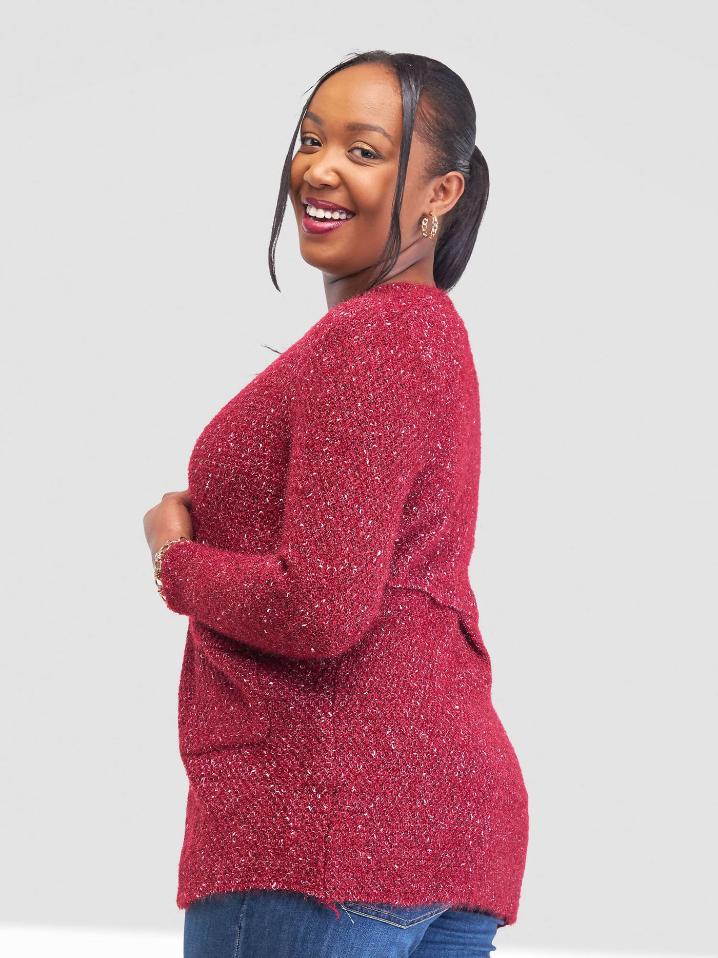 The Fashion Frenzy Waterfall Cardigan - Maroon - Shopzetu