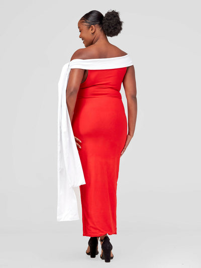 Juka Closet Off-Shoulder Maxi Dress - Red