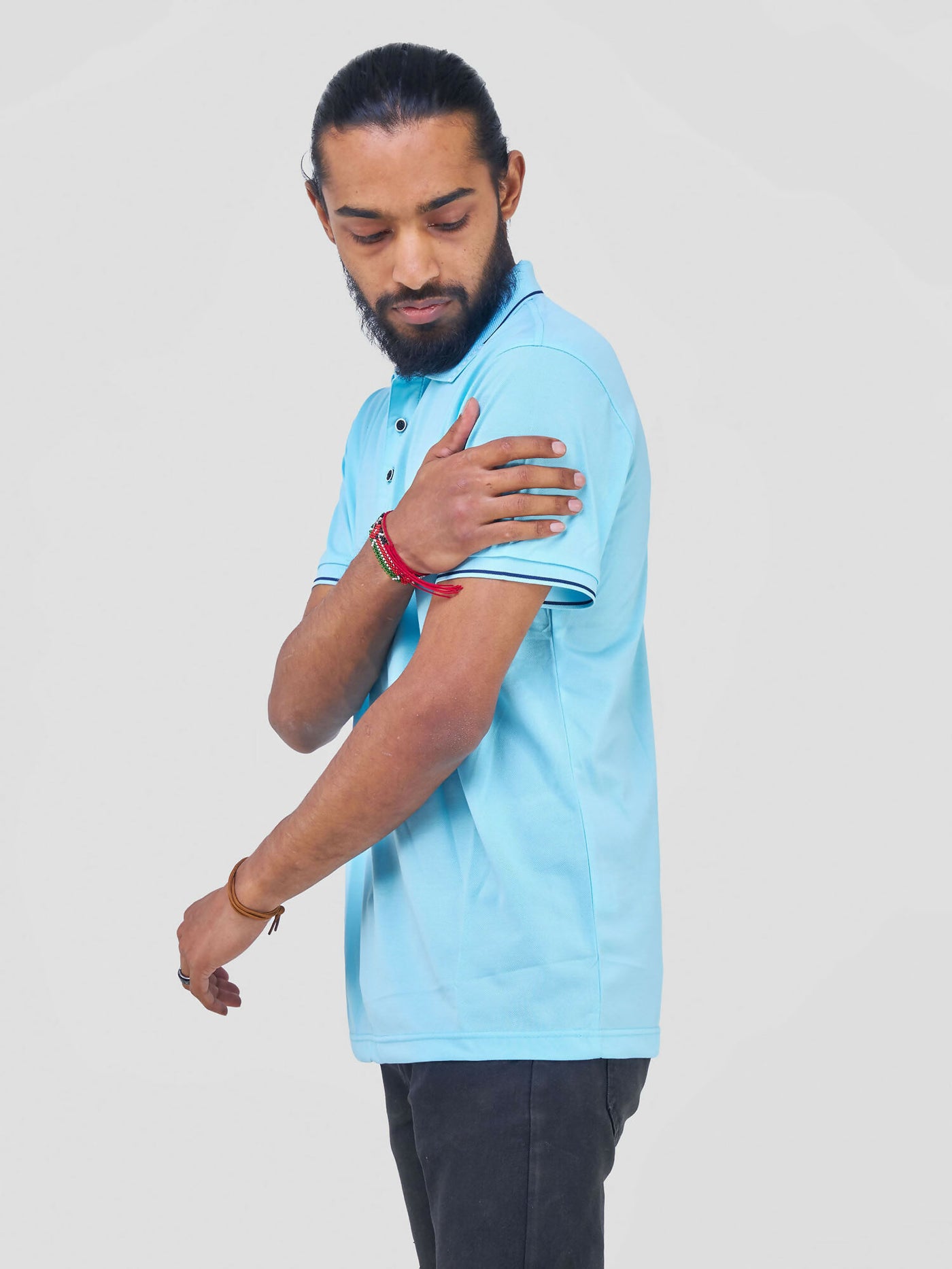 Short Sleeved Polo T-Shirt - Sky Blue - Shopzetu