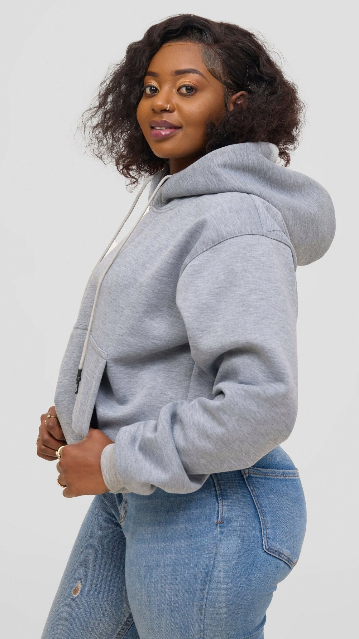 Timyt Urban Wear Gleam Double Layerd Hoddie - Light Grey - Shopzetu