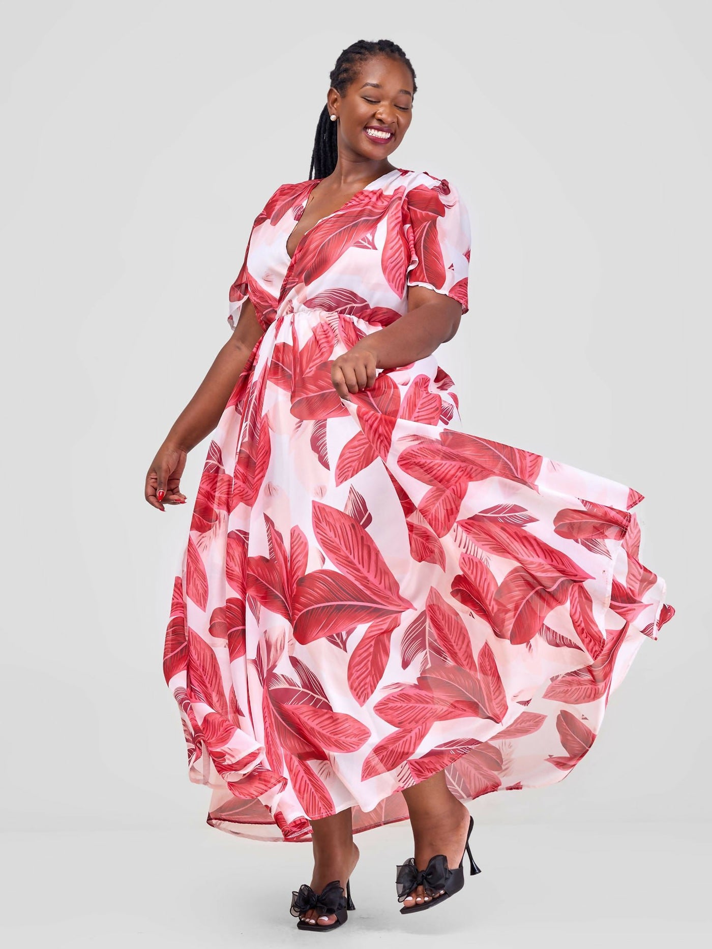 Kakiba Collections Faith Maxi Dress - Red / White - Shopzetu