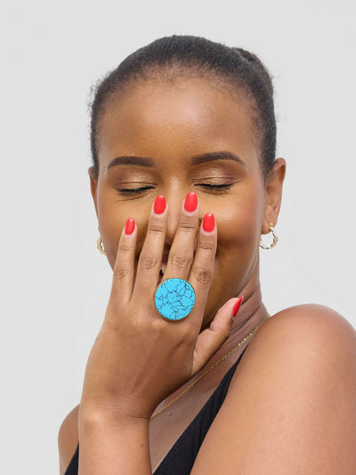 Exotic Gemstones Jewellers Crystal Ring - Turquoise - Shopzetu