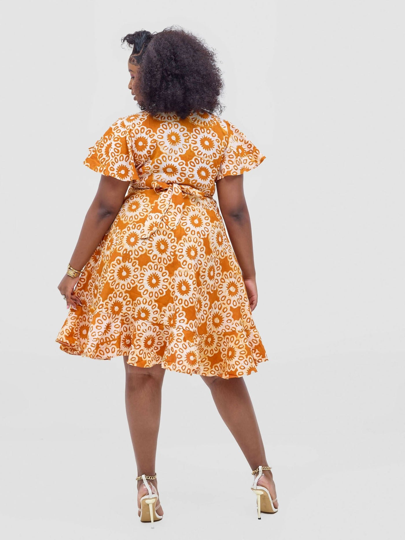 Vivid Afrikana Lulu Wrap Dress - Orange - Shopzetu