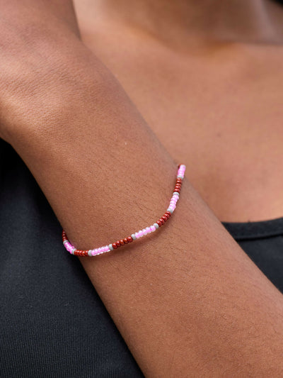 Dianaah J Beaded Bracelet - Pink / Brown - Shopzetu