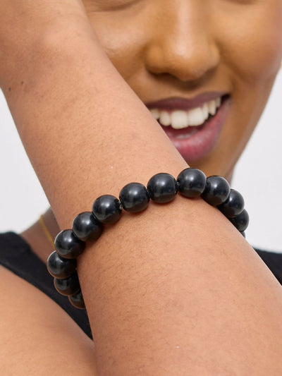 Exotic Gemstones Jewellers Obsidian Crystal Bangle - Black - Shopzetu