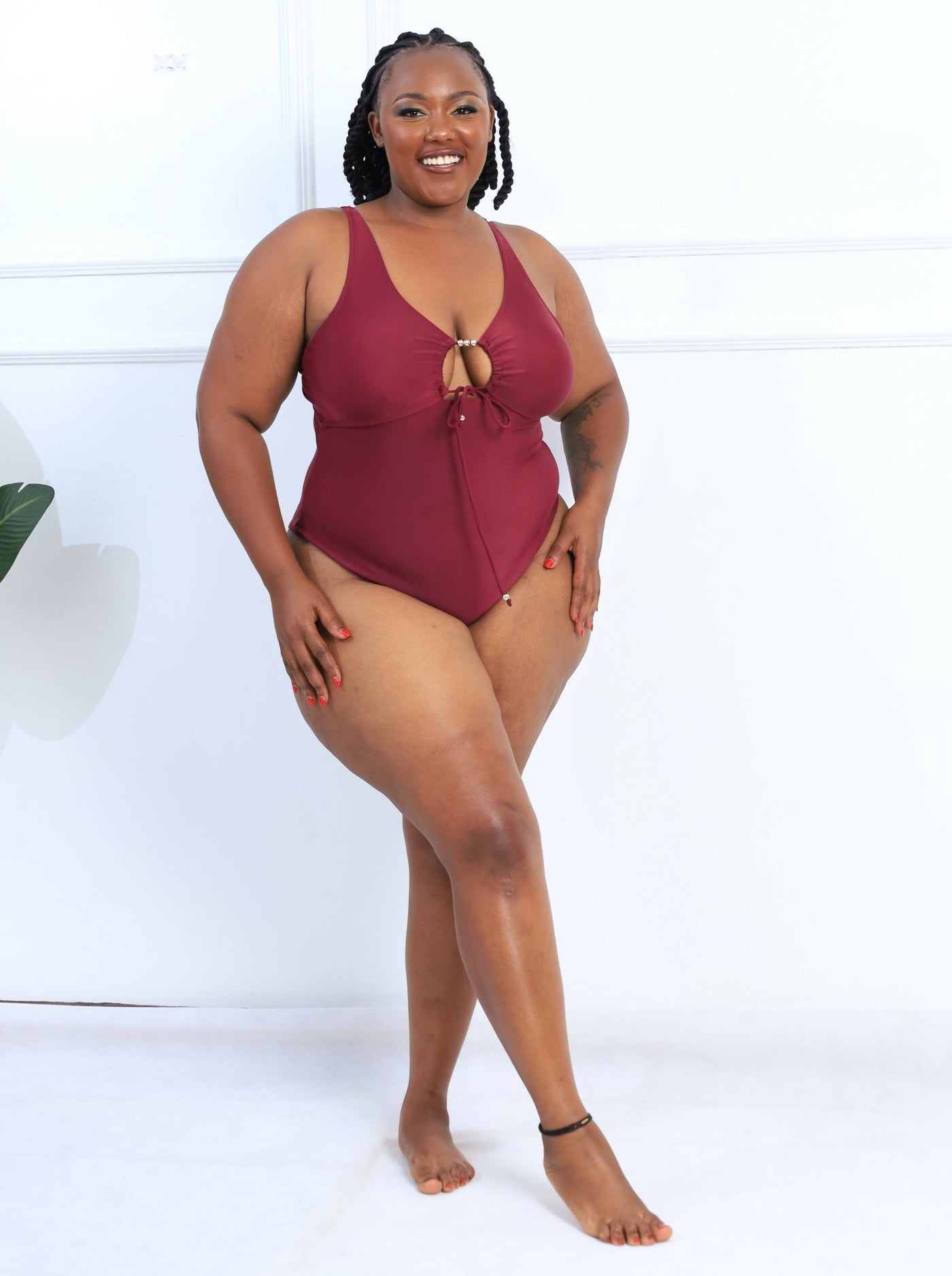 Shells Attic Swimwear Suit Monokini - Maroon - Shopzetu