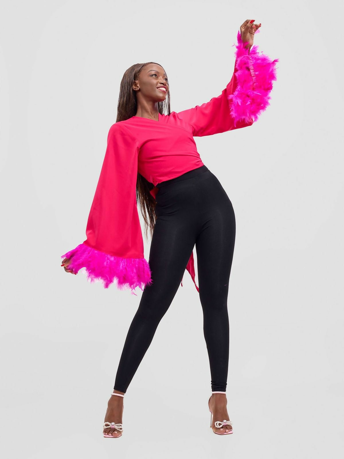 Merli Africa Hera Wrap Top - Hot Pink - Shopzetu
