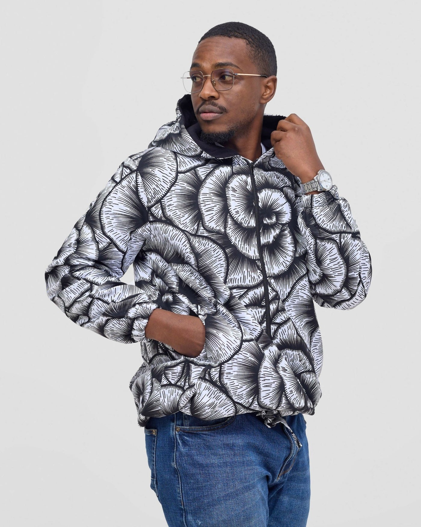 Gravio Fashion Weekend Hooded Jacket - Black / White - Shopzetu