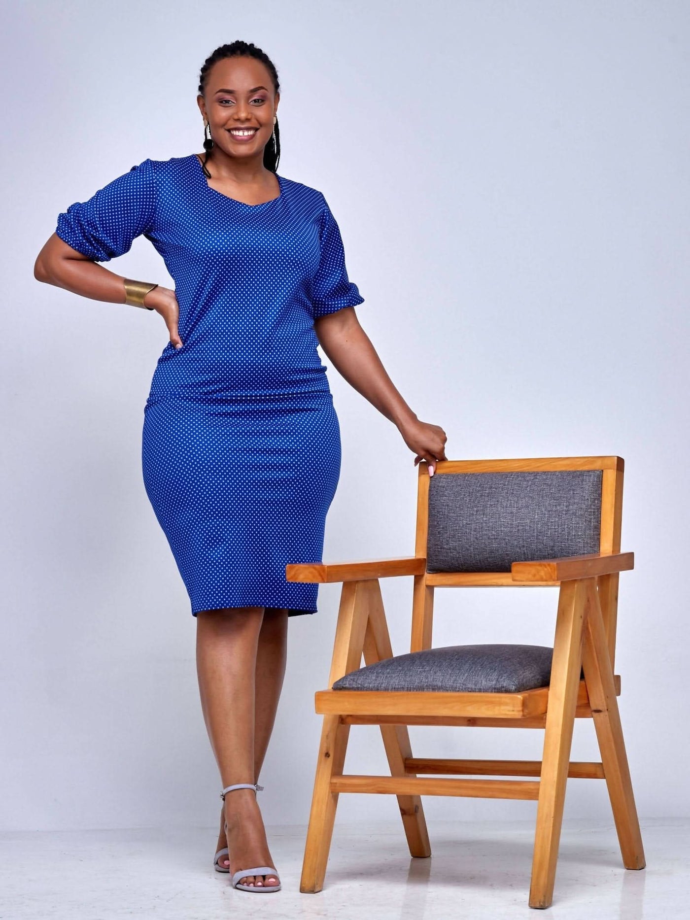 Lizola Jaber Dotted Dress - Blue - Shopzetu