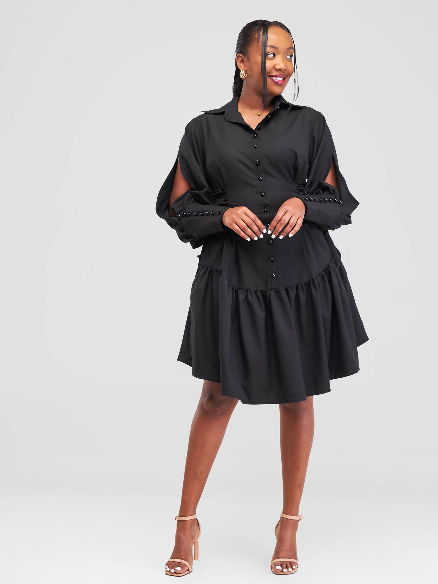Urban Tribe Makena Shirt Dress - Black - Shopzetu