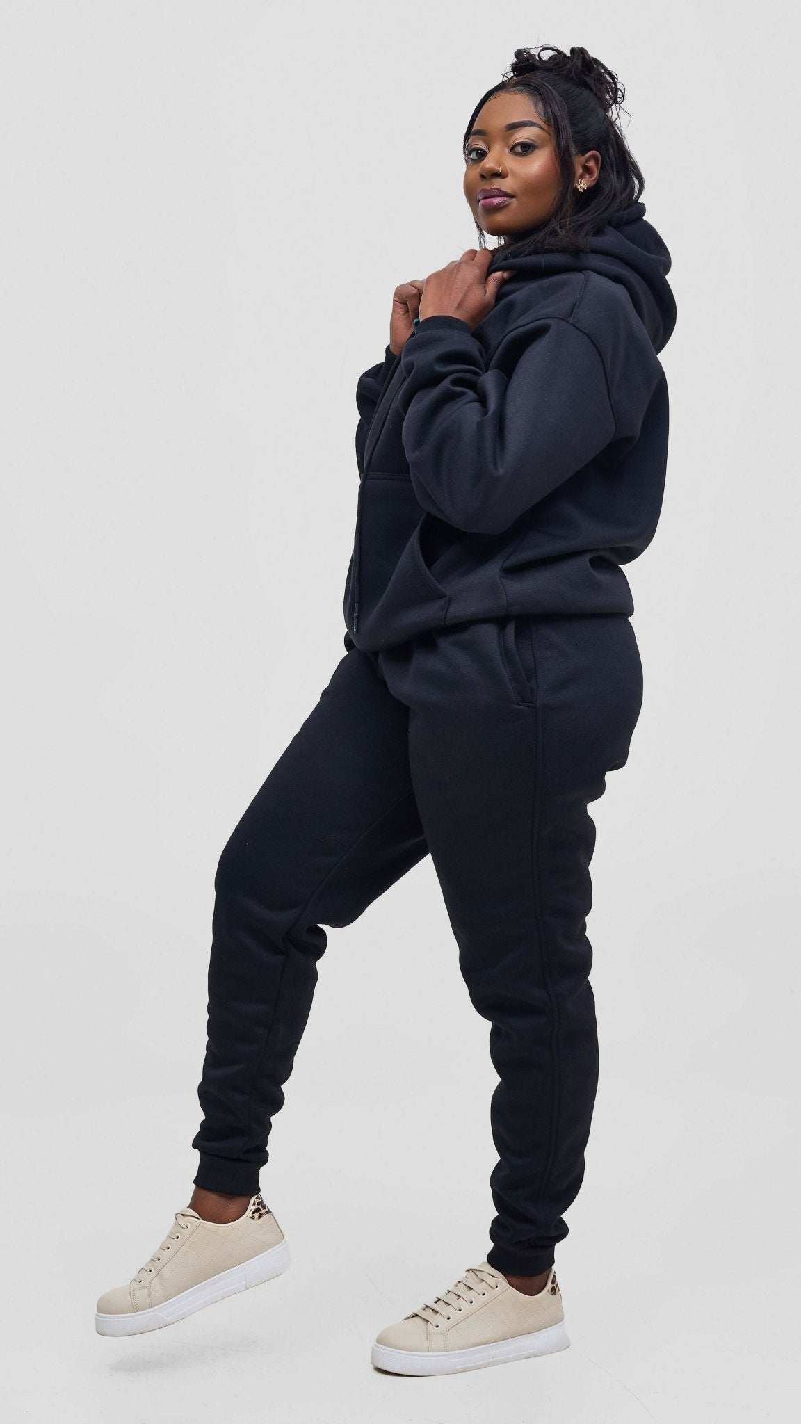 Timyt Urban Wear The Urban Code Double Layered Set Hoddie & Pant - Black - Shopzetu