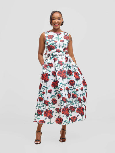 Stylish Sisters Satin Dress - Red / White - Shopzetu