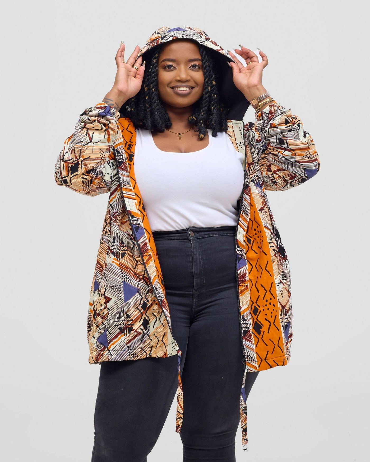 Gravio Fashions Kwame Hoodie Jacket - Cream - Shopzetu