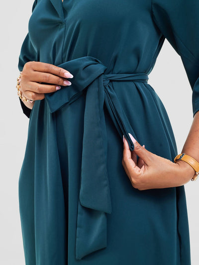 Vivo Yumi High Low Shirt Dress - Dark Teal - Shopzetu
