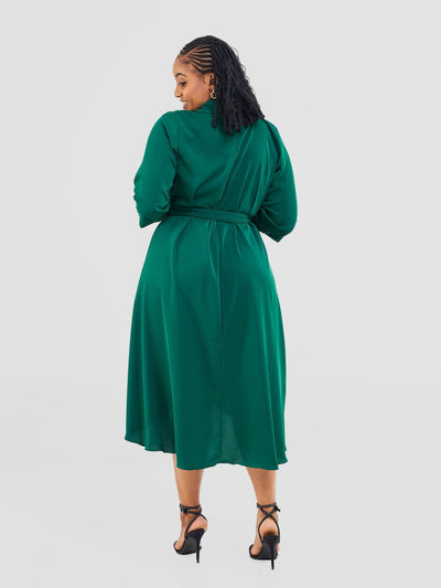 Vivo Yumi High Low Shirt Dress - Green - Shopzetu