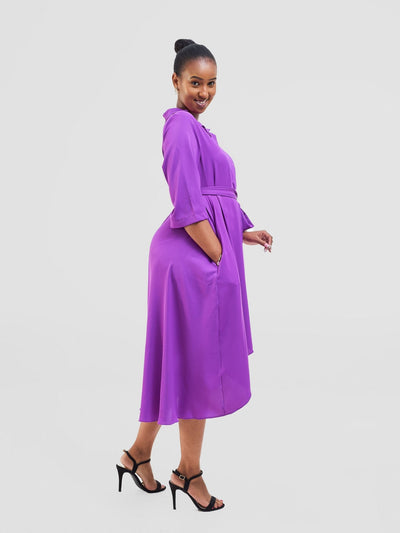 Vivo Yumi High Low Shirt Dress - Magenta - Shopzetu